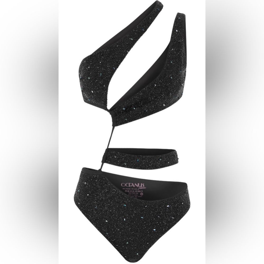 NEW OCEANUS | CAREY SWIMSUIT Glitter Sparkle Cutout one piece